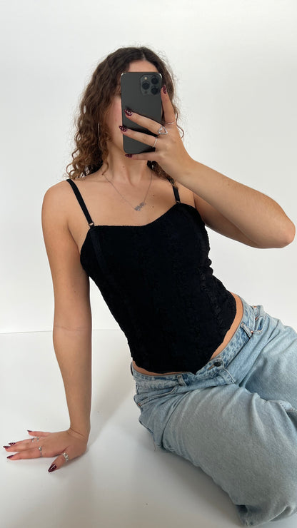 00s black lace cami- size S
