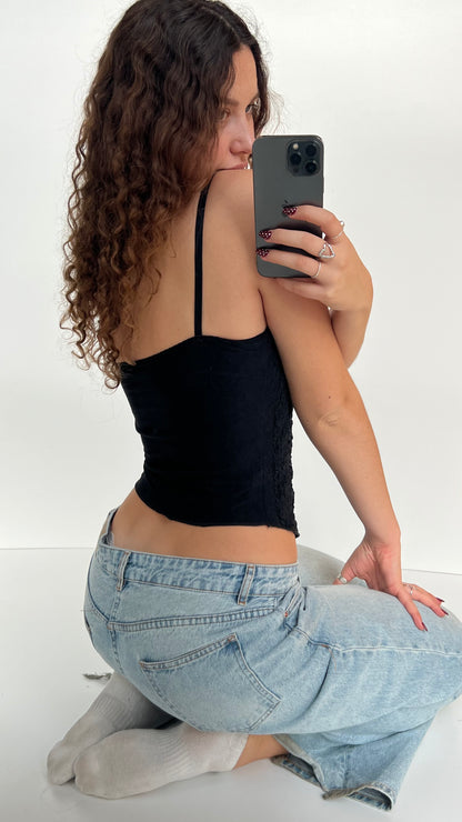 00s black lace cami- size S