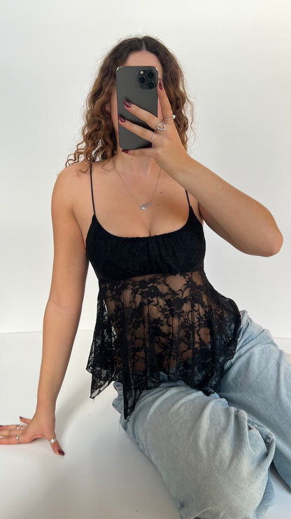 00s black lace babydoll cami- size S