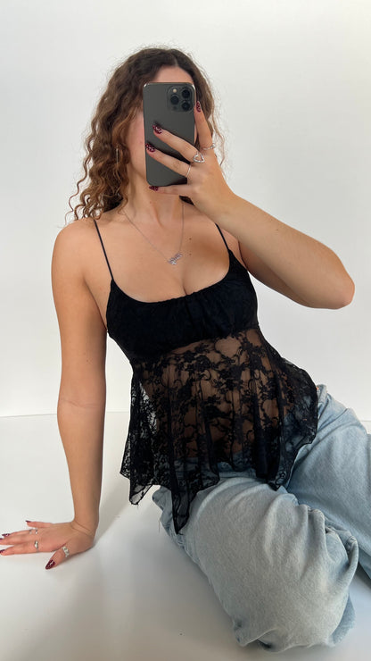 00s black lace babydoll cami- size S