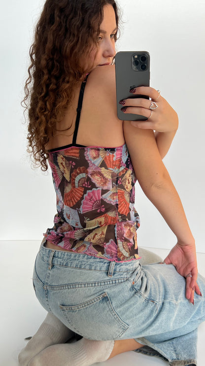 00s fan print mesh cami- size M