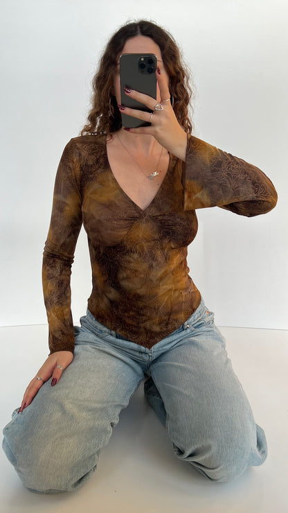00s brown fairy long sleeve top- size M