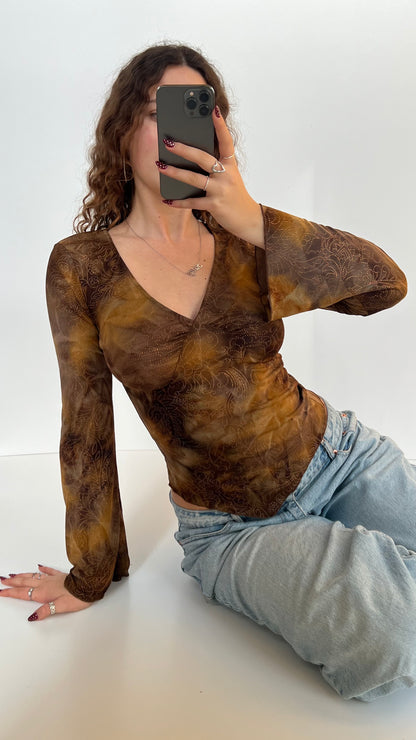 00s brown fairy long sleeve top- size M