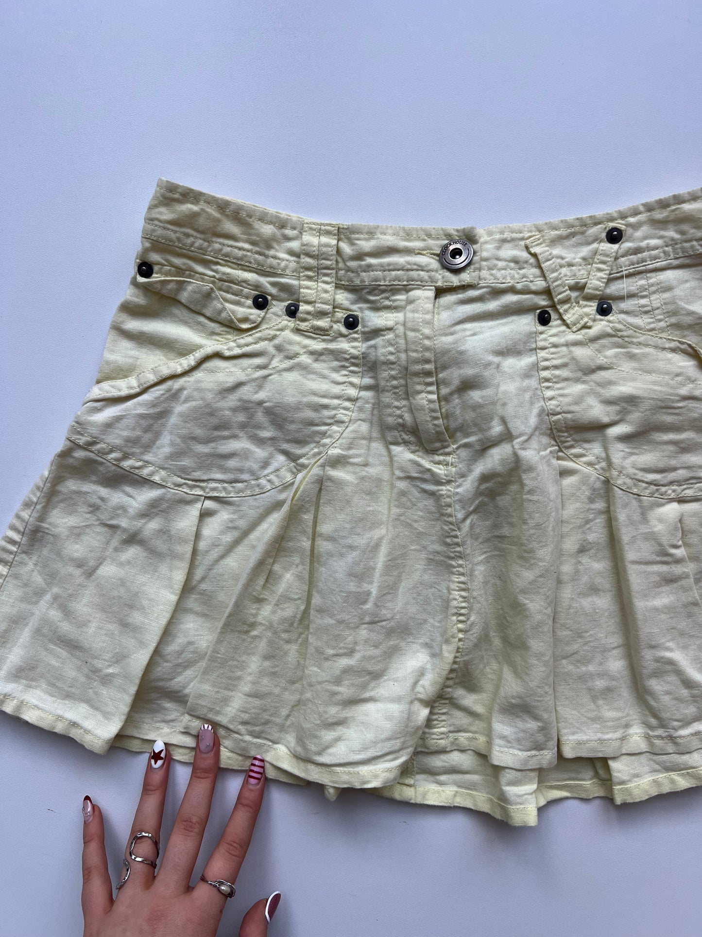 00s yellow pleated mini skirt- size S