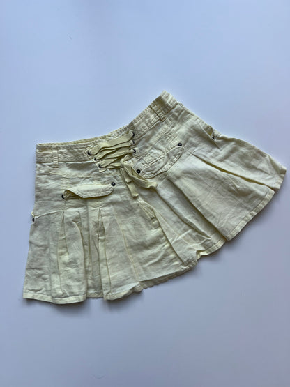 00s yellow pleated mini skirt- size S