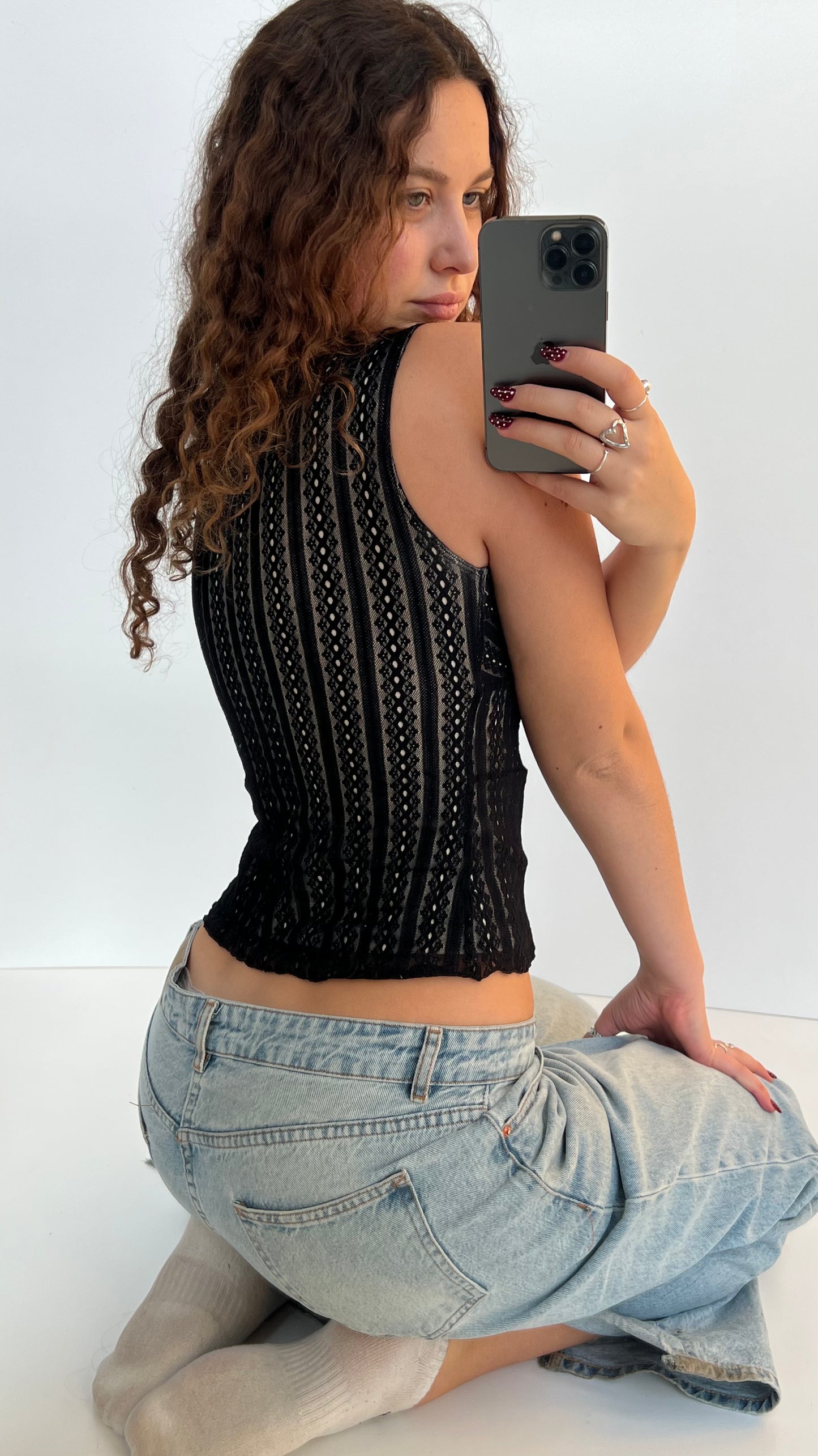 00s black lace cami- size XS