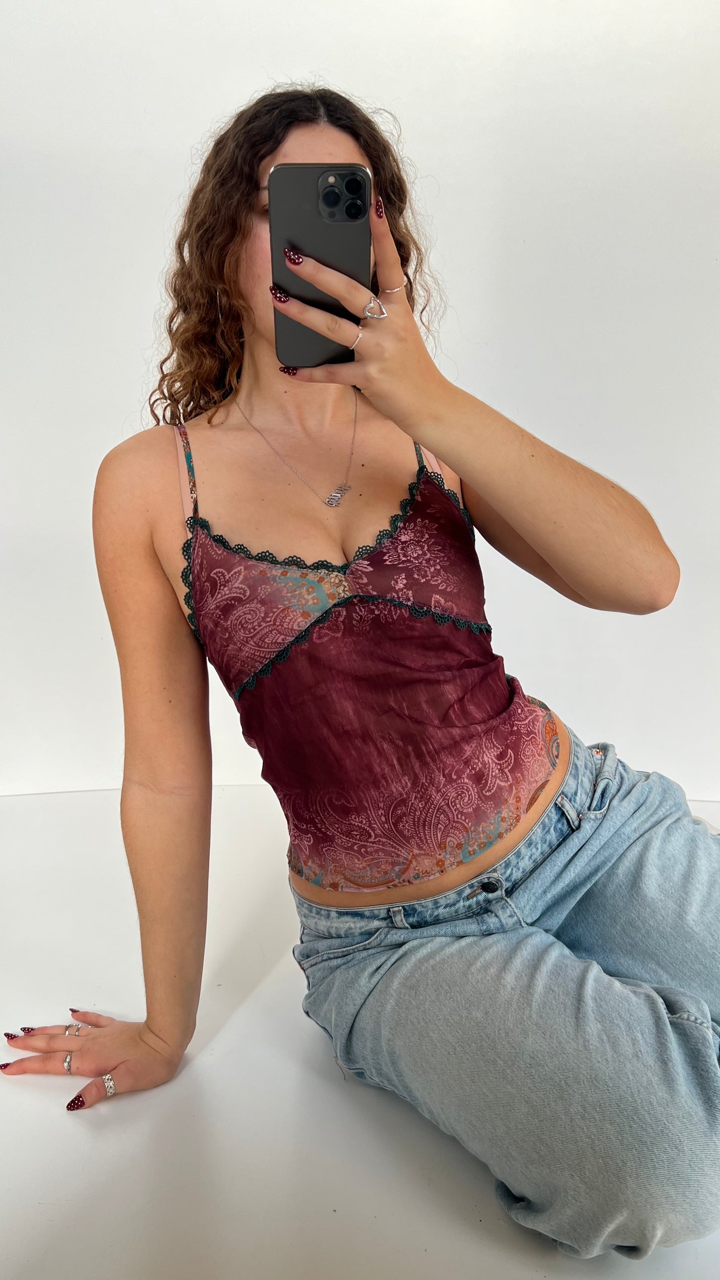 00s pink mesh cami- size S