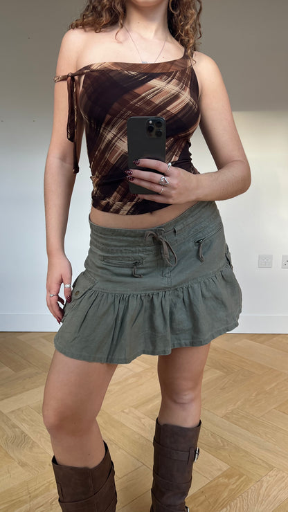 00s khaki cargo skirt- size M