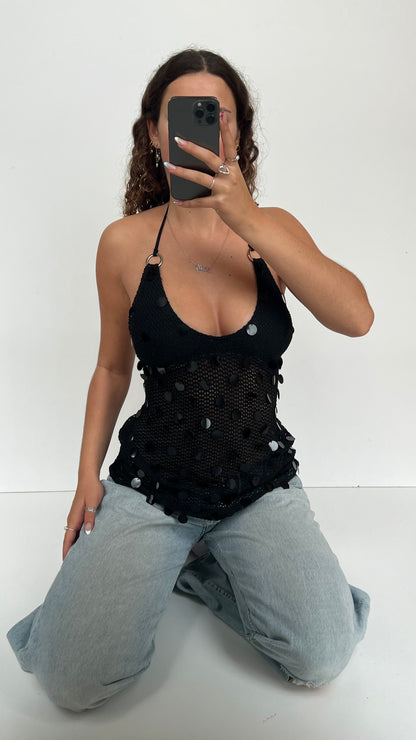 00s black crochet cami- size M