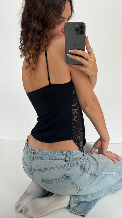 00s black glitter cami- size S