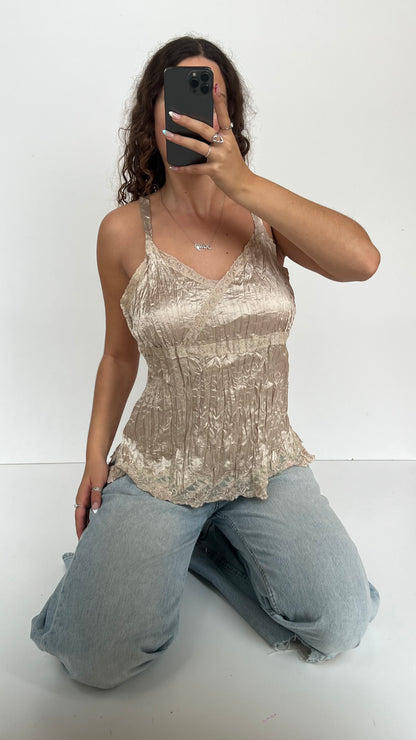 00s gold crochet cami- size XL