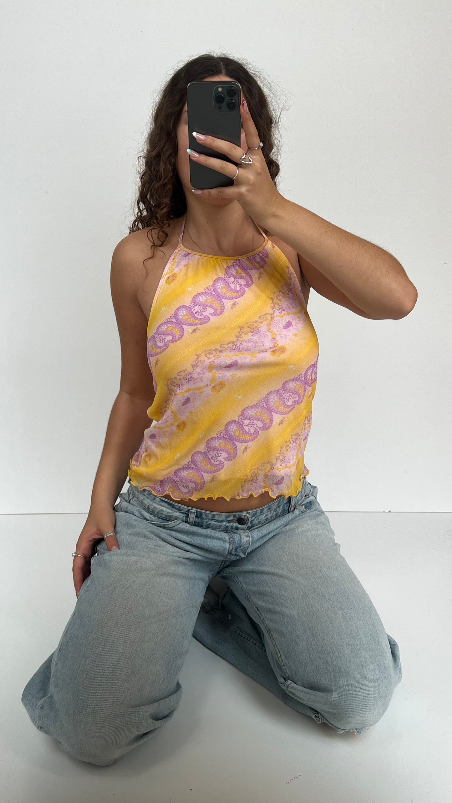 00s yellow paisley cami- size L