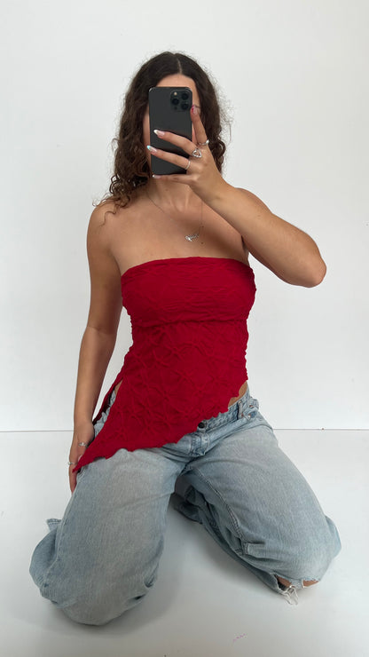 00s red asymmetric cami- size S