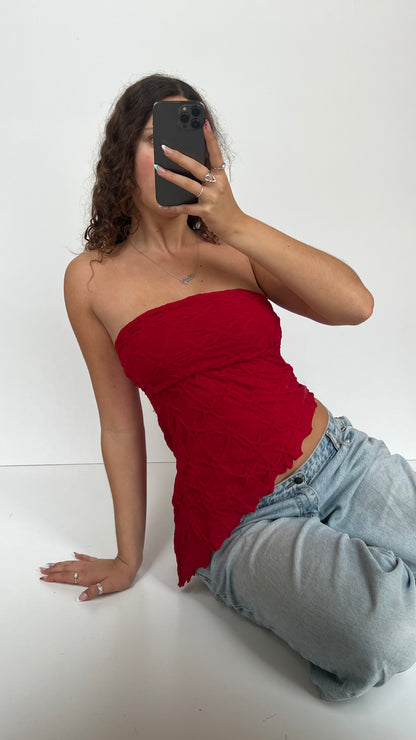 00s red asymmetric cami- size S