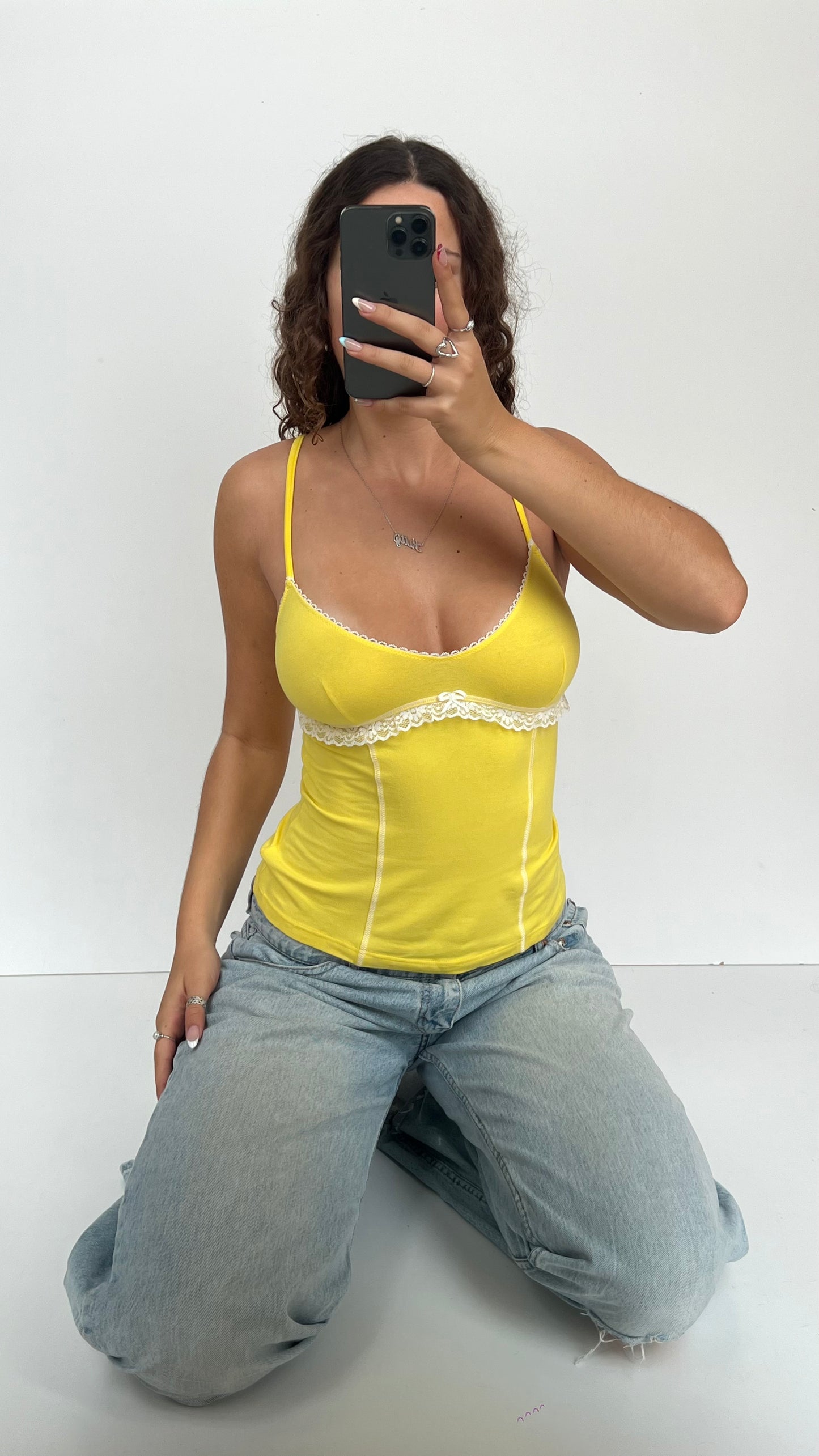 00s yellow lace cami- size M