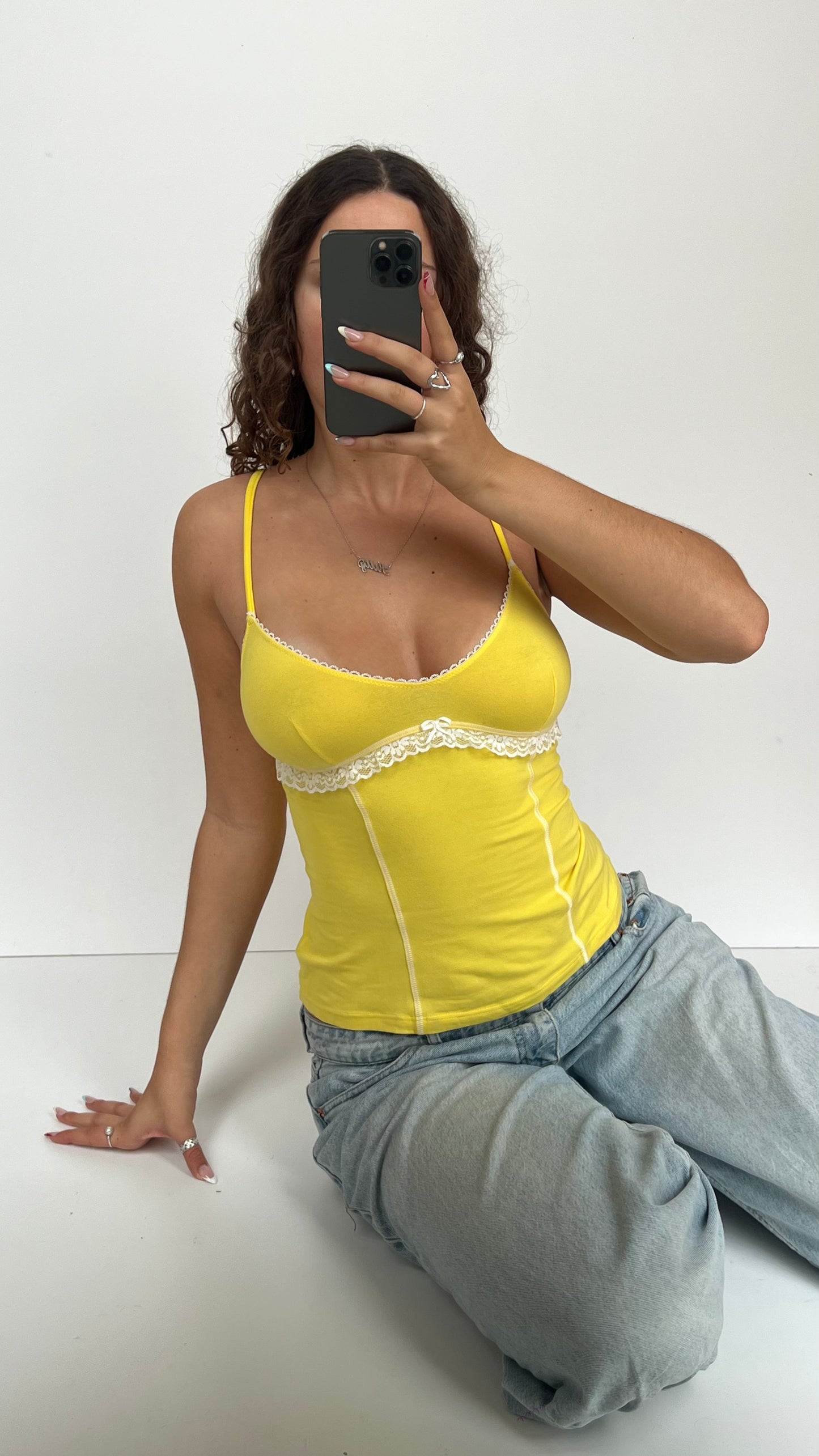 00s yellow lace cami- size M