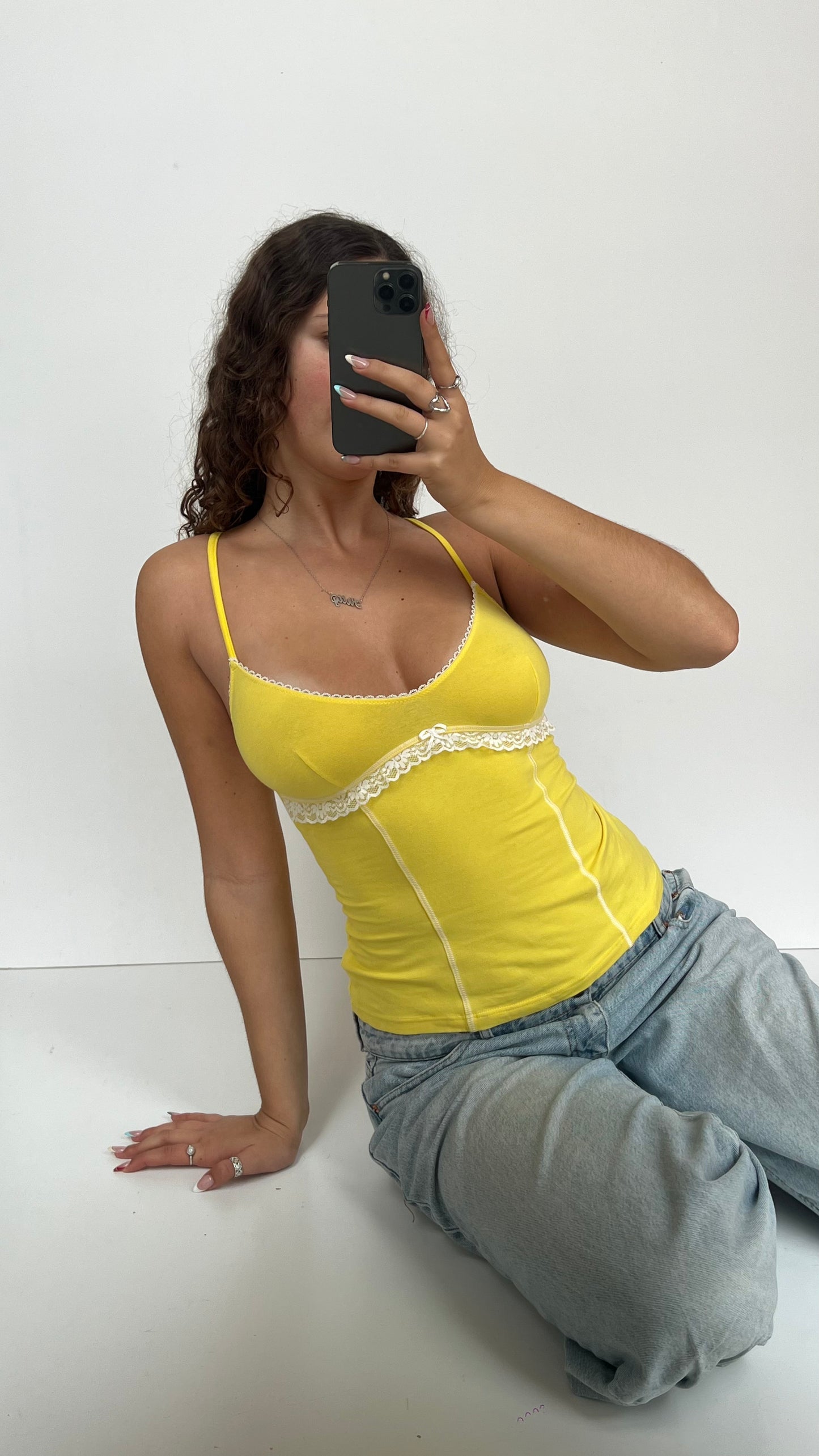 00s yellow lace cami- size M