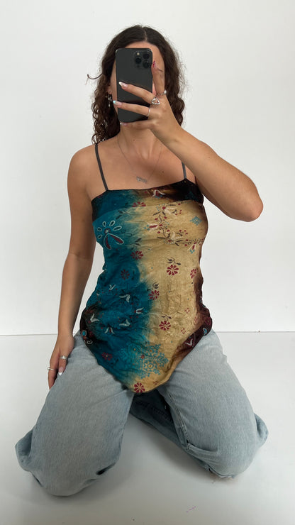 00s boho brown blue cami- size L