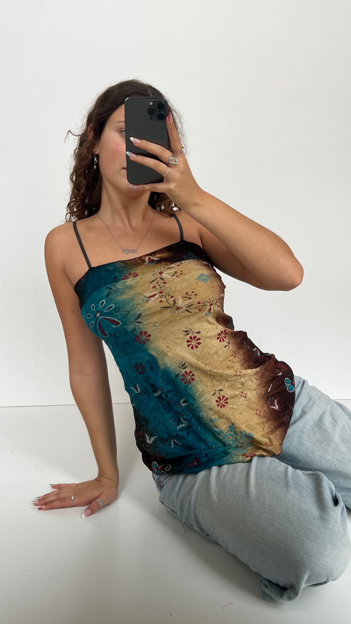 00s boho brown blue cami- size L