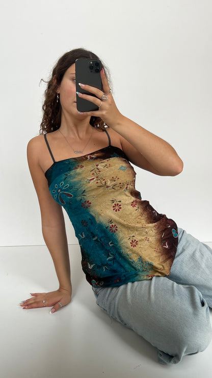 00s boho brown blue cami- size L