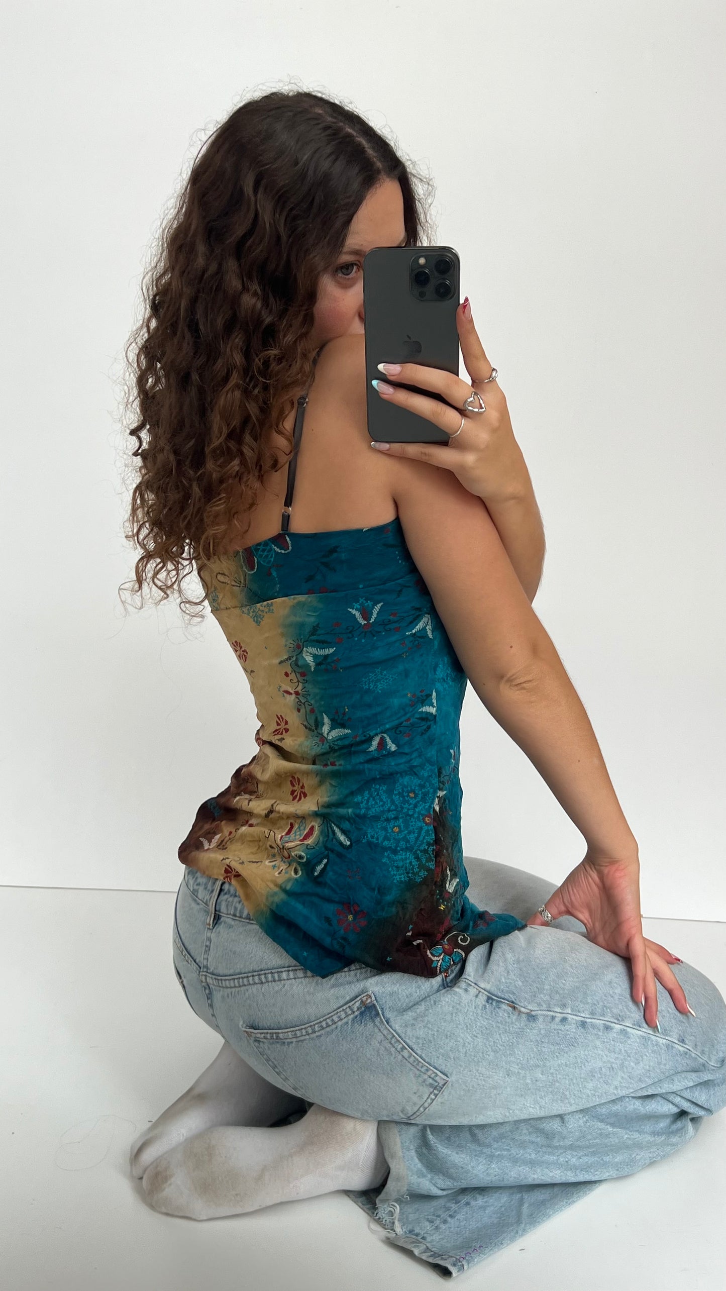 00s boho brown blue cami- size L
