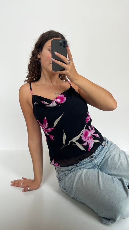 00s black floral cami- size M