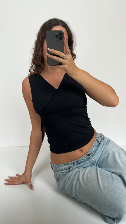 00s black lace tank top- size S