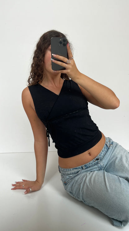 00s black lace tank top- size S