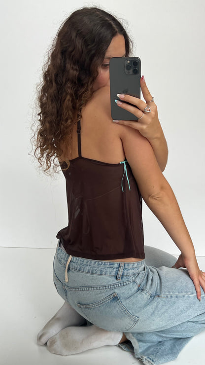 00s brown mesh lace cami- size L