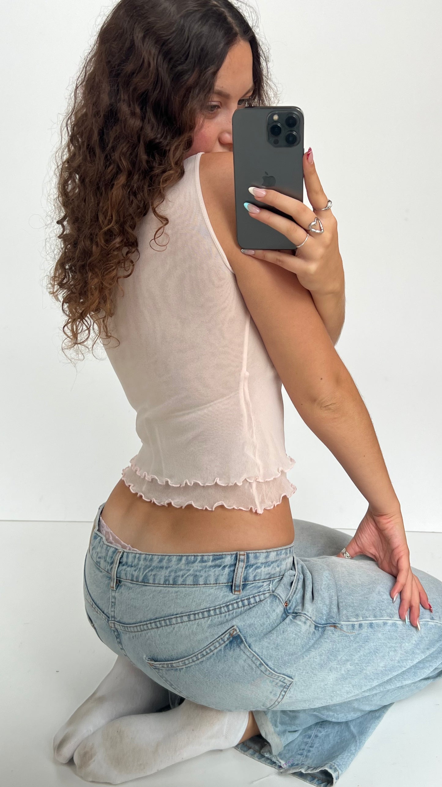 00s pink mesh top- size S