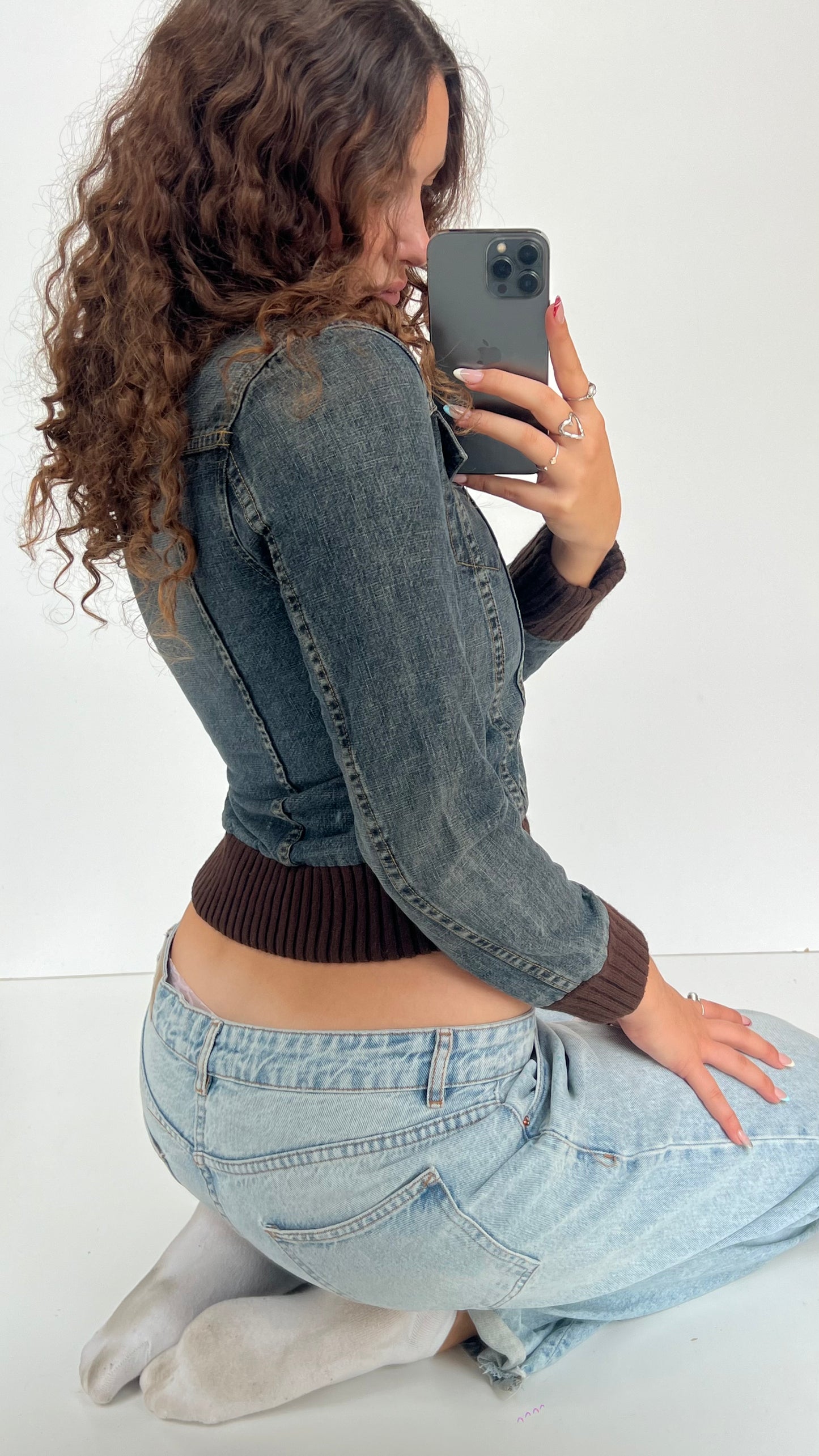 00s denim bomber jacket- size XS
