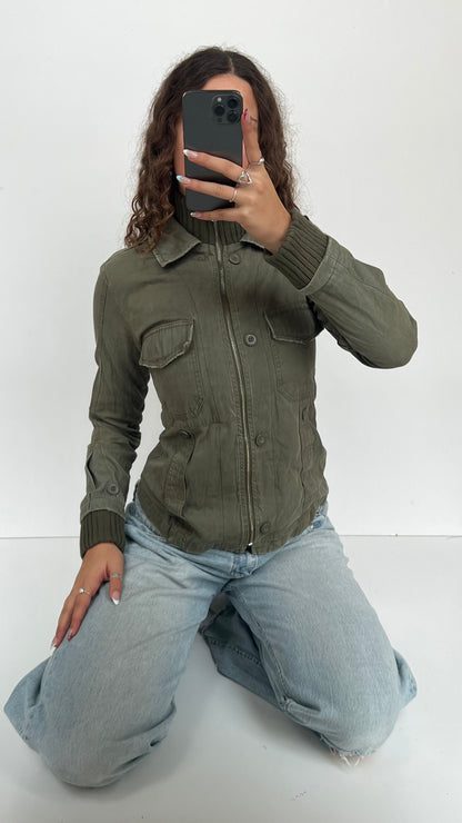 00s khaki cargo jacket- size M