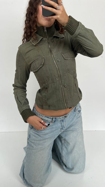 00s khaki cargo jacket- size M