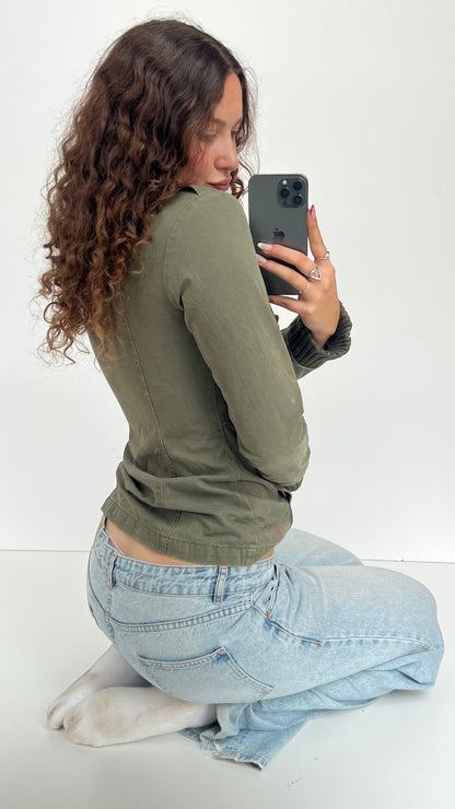 00s khaki cargo jacket- size M