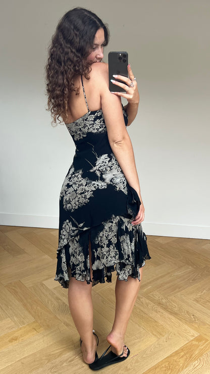 00s black mesh midi dress- size S/M