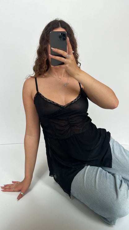 00s black mesh sequin cami- size L