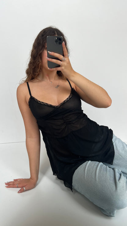00s black mesh sequin cami- size L