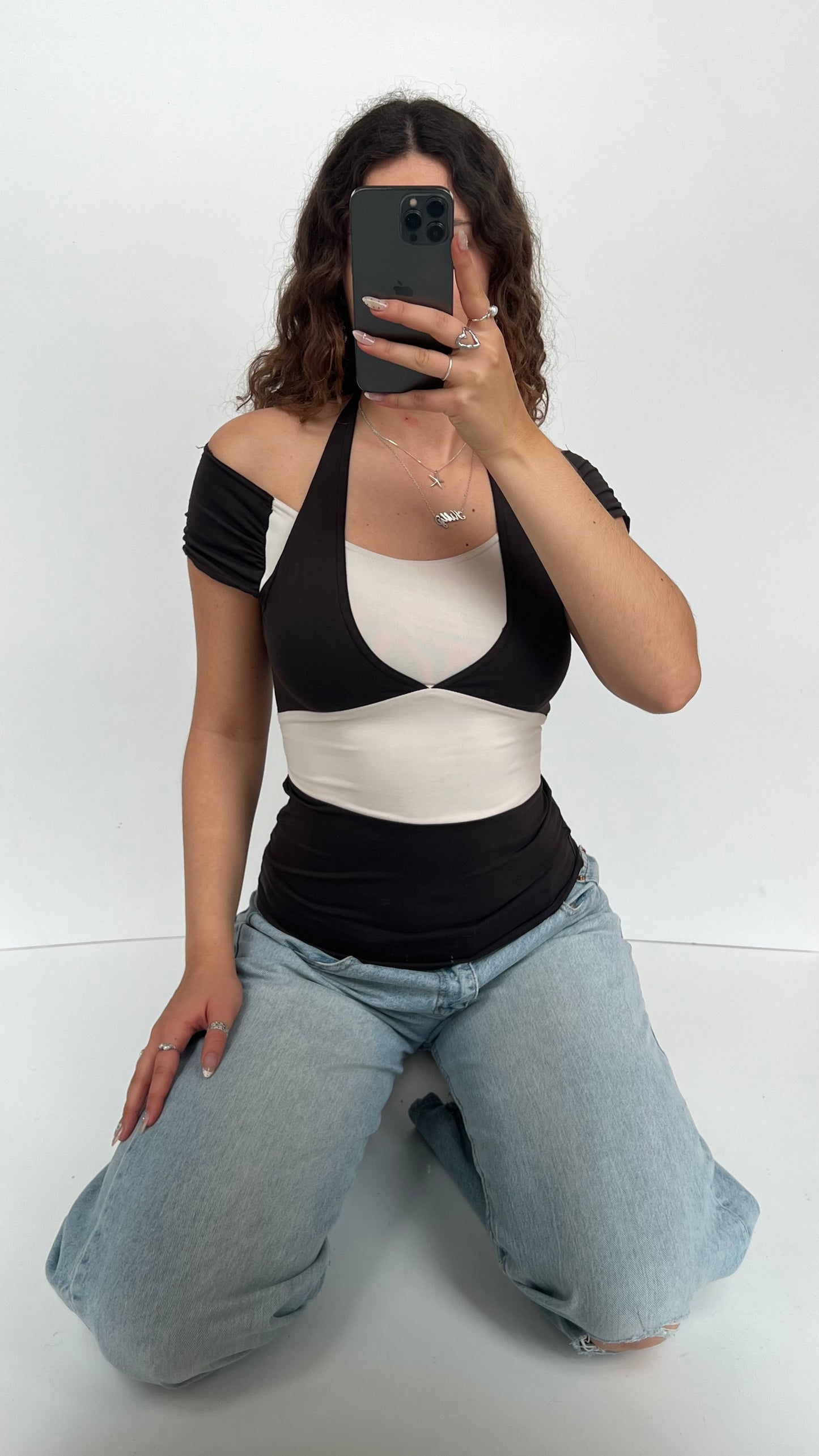 00s brown white tank top- size S