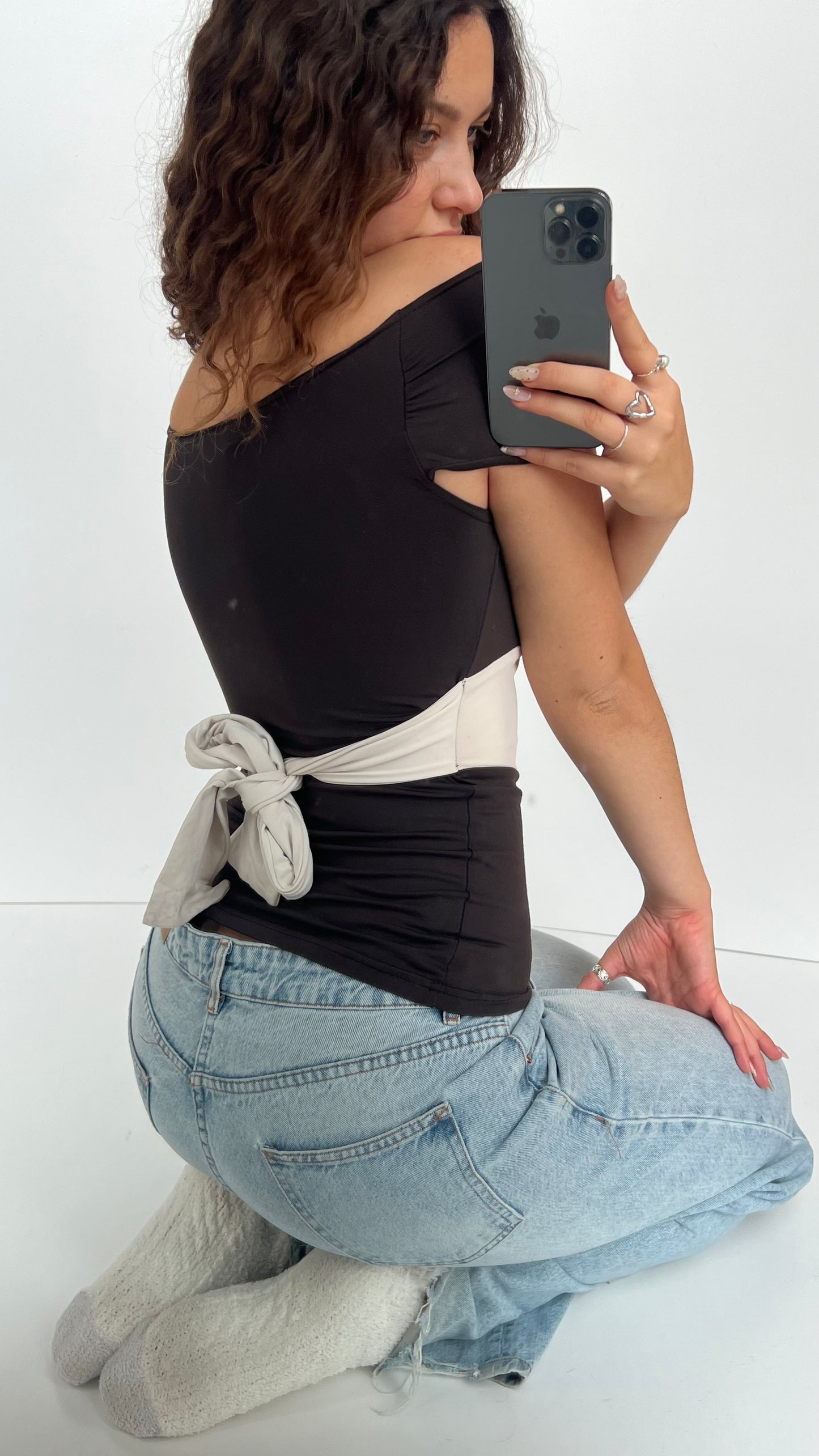 00s brown white tank top- size S