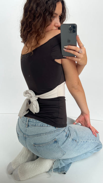 00s brown white tank top- size S