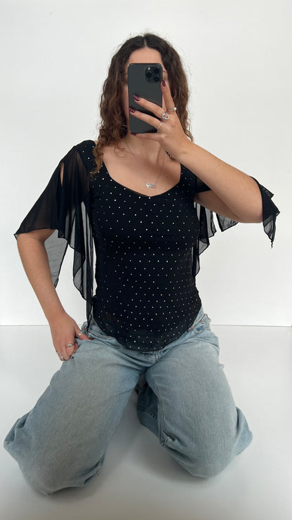 00s black glitter fairy top- size S/M