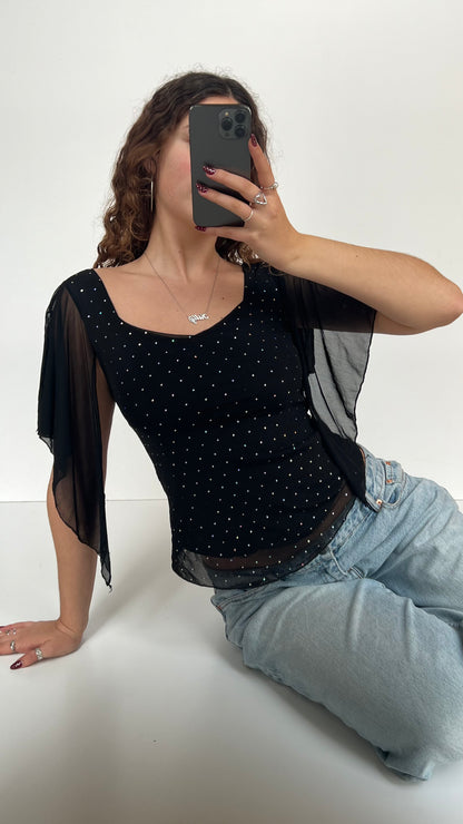 00s black glitter fairy top- size S/M