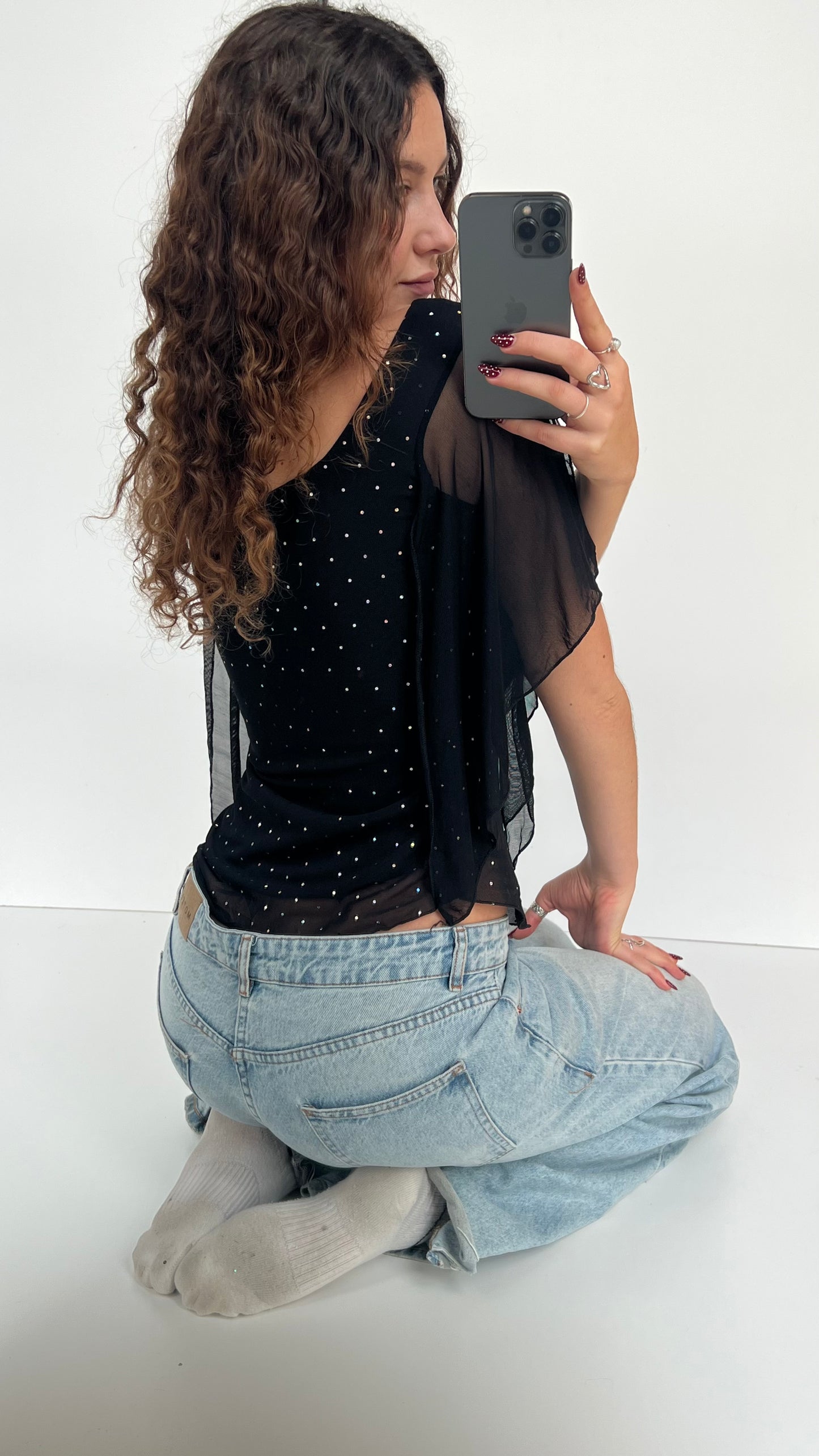 00s black glitter fairy top- size S/M