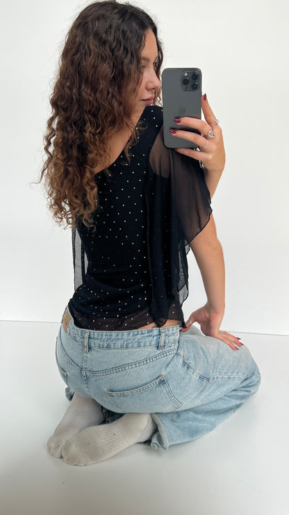 00s black glitter fairy top- size S/M