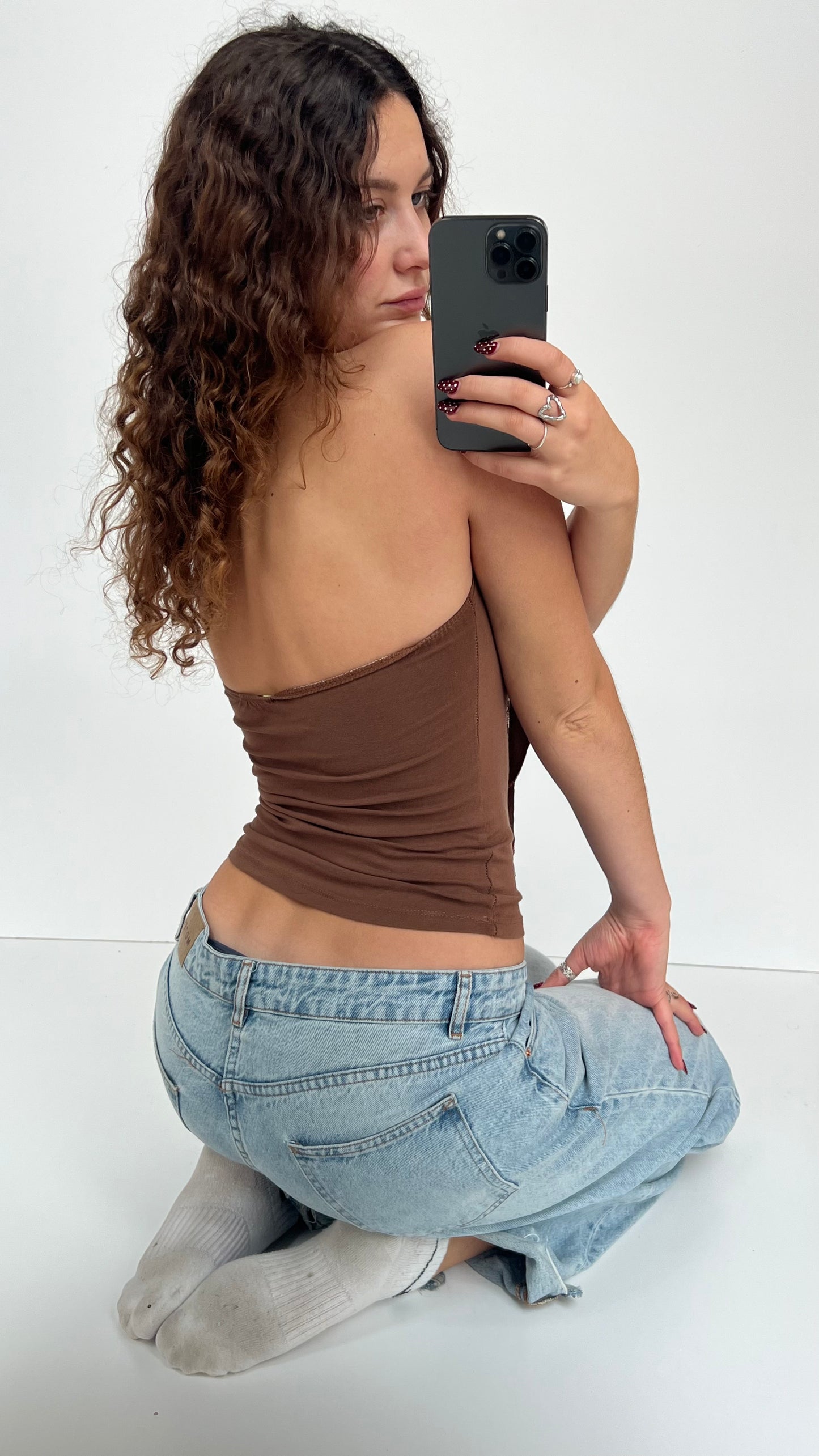 00s brown lace halter cami- size S