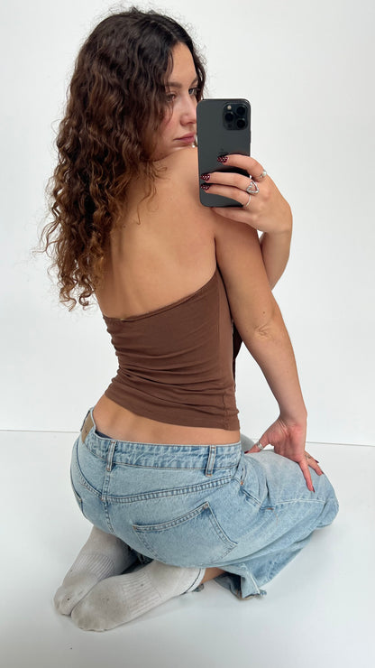 00s brown lace halter cami- size S