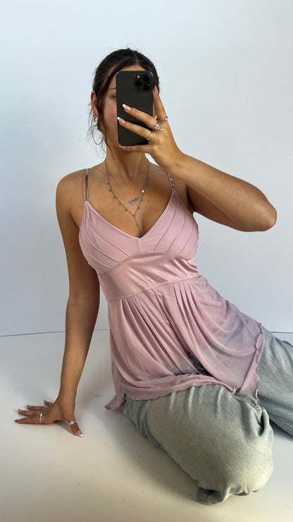 00s pink mesh babydoll cami- size M