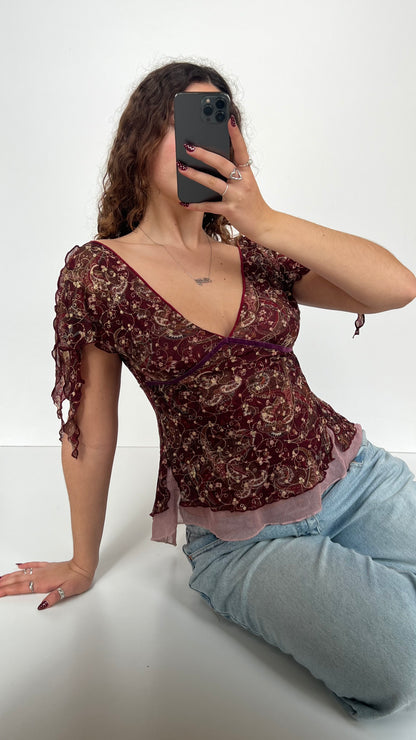 00s backless pink lace top- size S