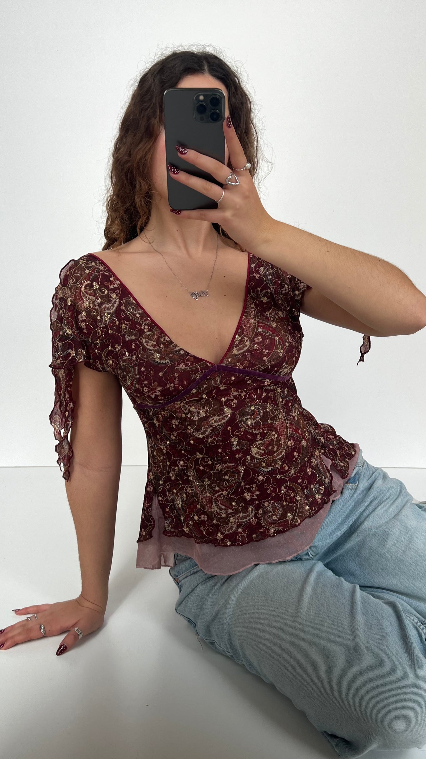 00s backless pink lace top- size S