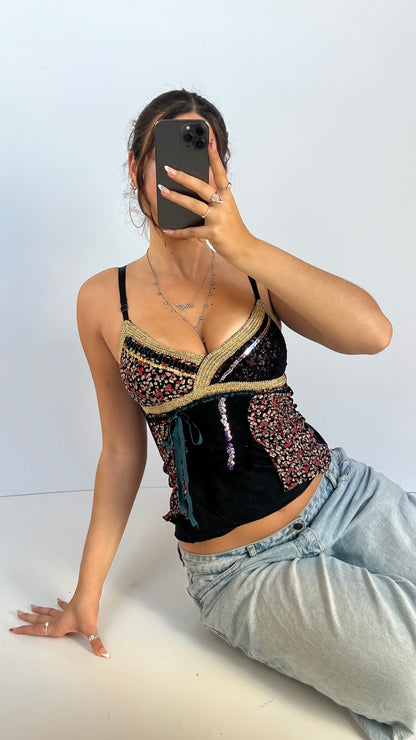 00s navy patchwork cami- size S